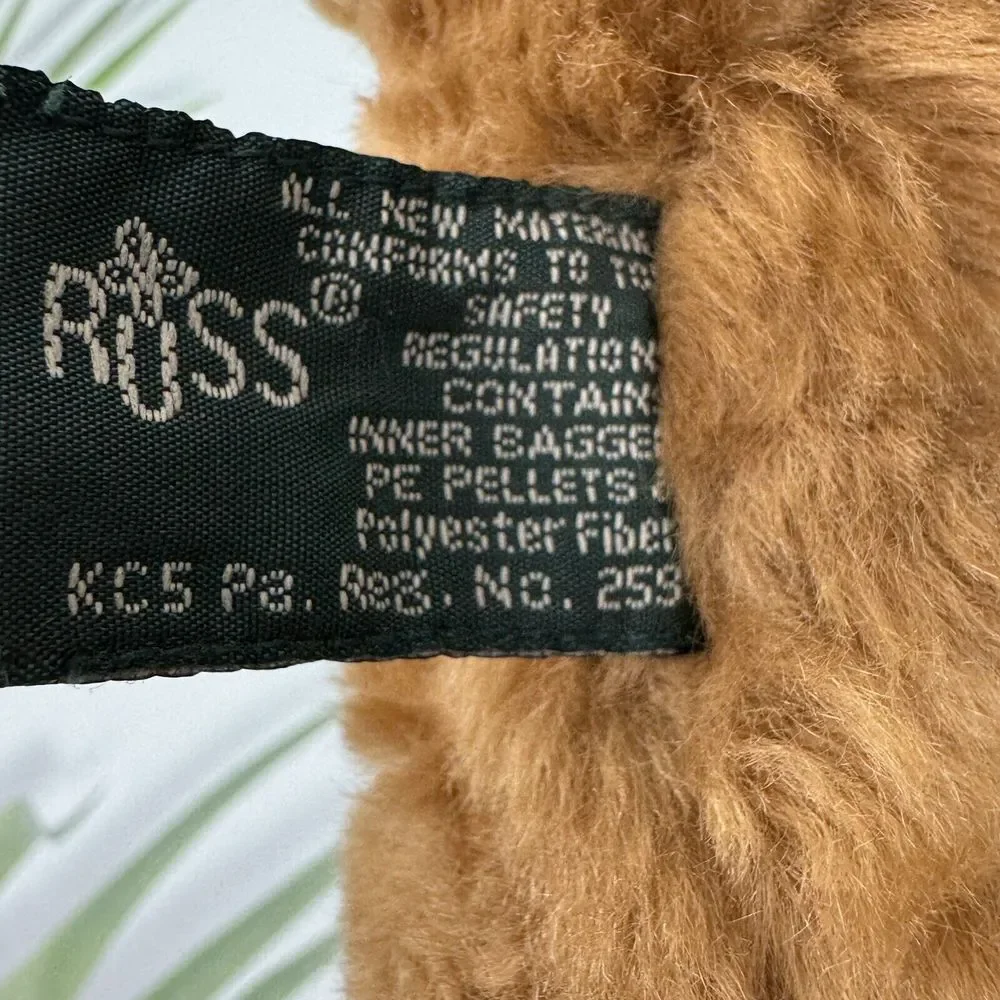 Brighton Russ Berrie Stuffed Brown Teddy Bear VTG Plush Jointed Gingham‎ Bow
